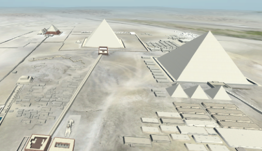 Digital rendering of the Giza Plateau as seen from the air